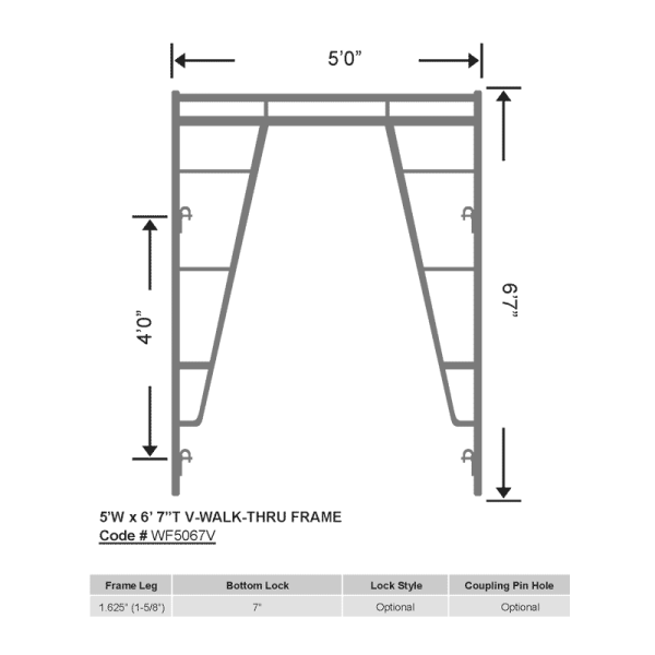 T W1069 Frame 5’W x 6’7’‘T V-Walkthru Frame_OD1625_WF5067V – Yiwu Onon Building ...